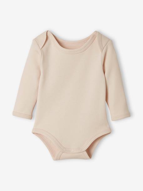 Pack of 5 Long-Sleeved Bodysuits for Newborn Babies BEIGE MEDIUM TWO COLORS/MULTIC 