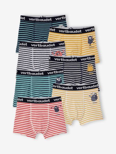 Pack of 7 Stretch Monster Boxer Shorts for Boys WHITE LIGHT ALL OVER PRINTED 
