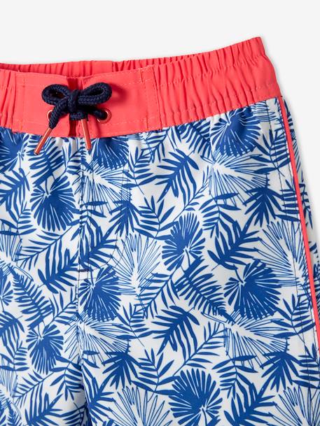 Swim Shorts with Foliage Print, for Boys BLUE MEDIUM ALL OVER PRINTED 