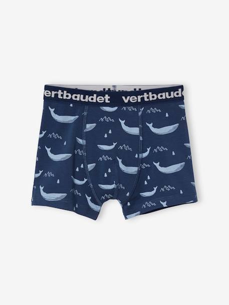 Pack of 5 Stretch Whale Boxer Shorts for Boys BLUE LIGHT ALL OVER PRINTED 