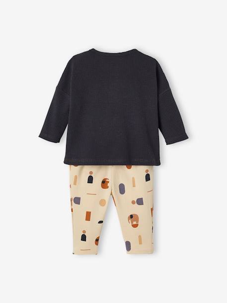 Jumper & Fleece Trouser Combo for Babies GREY DARK SOLID+khaki 