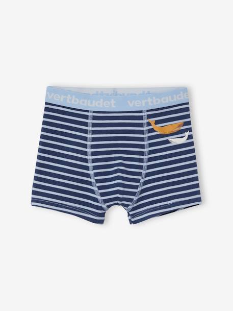 Pack of 5 Stretch Whale Boxer Shorts for Boys BLUE LIGHT ALL OVER PRINTED 
