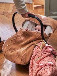 Nursery-Pushchair & Carry Cot Blankets-Knitted Footmuff with Polar Fleece Lining, for Car Seat
