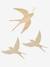 Set of 3 Wall Swallows BROWN LIGHT SOLID+Light Pink 