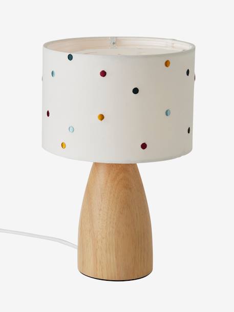 Bedside Lamp with Embroidered Dots BEIGE LIGHT SOLID WITH DESIGN 
