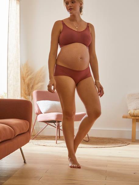 Bra with Lace Detail, for Maternity & Nursing - brown dark solid