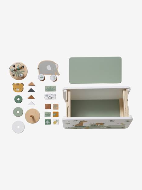 Multi-activity Fox Toy Box - Wood FSC® Certified GREEN MEDIUM SOLID WITH DESIG 