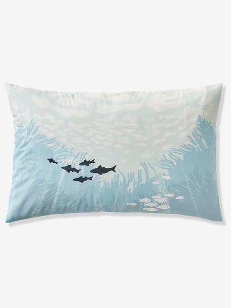 Duvet Cover + Pillowcase Set for Children, Deep Ocean BLUE MEDIUM SOLID WITH DESIGN 