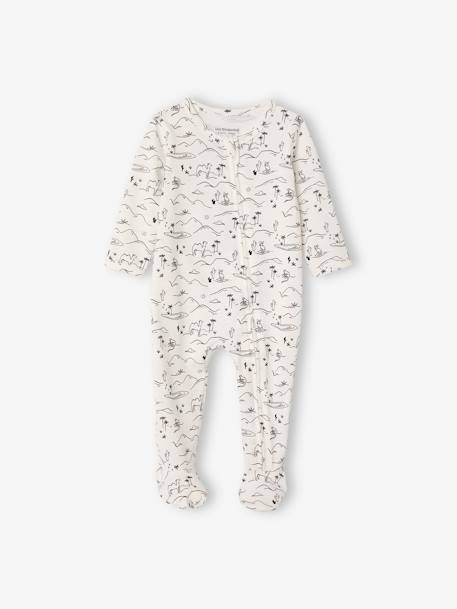 Pack of 3 Cotton Sleepsuits for Babies, Oeko Tex® WHITE LIGHT TWO COLOR/MULTICOL 