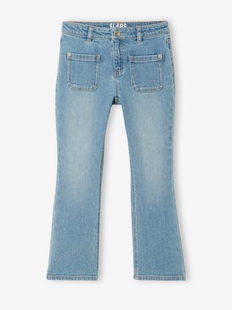 Flared Jeans for Girls BLUE MEDIUM SOLID 
