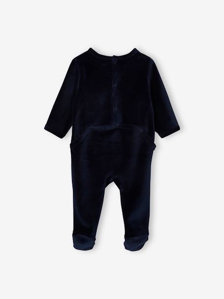 Pack of 2 'Car ride' Sleepsuits In Velour, for Baby Boys, Oeko Tex® BLUE DARK TWO COLOR/MULTICOL 