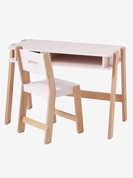 Junior Chair, Seat Height 45 cm, ARCHITEKT LINE Green/Wood+PINK MEDIUM SOLID+Wood/White 