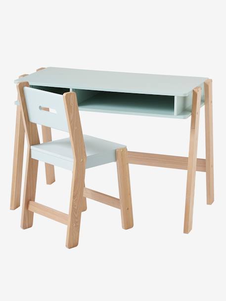 Junior Chair, Seat Height 45 cm, ARCHITEKT LINE Green/Wood+PINK MEDIUM SOLID+Wood/White 