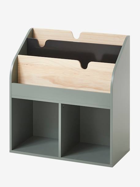 Storage Unit with 2 Cubbyholes + Bookcase, School GREEN DARK SOLID+White 