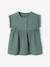 Dress in Cotton Gauze for Babies GREEN MEDIUM SOLID+ochre 