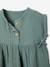 Dress in Cotton Gauze for Babies GREEN MEDIUM SOLID+ochre 