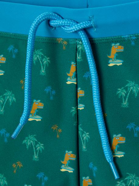 Swim Shorts with Islands & Dinos Print for Boys GREEN DARK ALL OVER PRINTED 