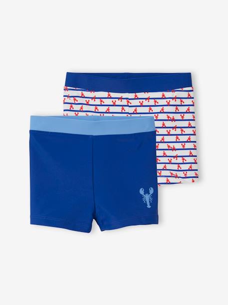Pack of 2 Printed Swim Boxers for Boys BLUE BRIGHT 2 COLOR/MULTICOL 