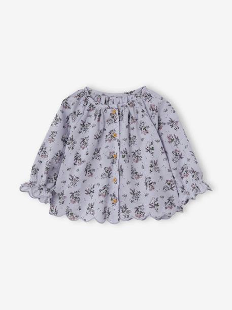Printed Blouse & Hairband for Babies BLUE LIGHT ALL OVER PRINTED 