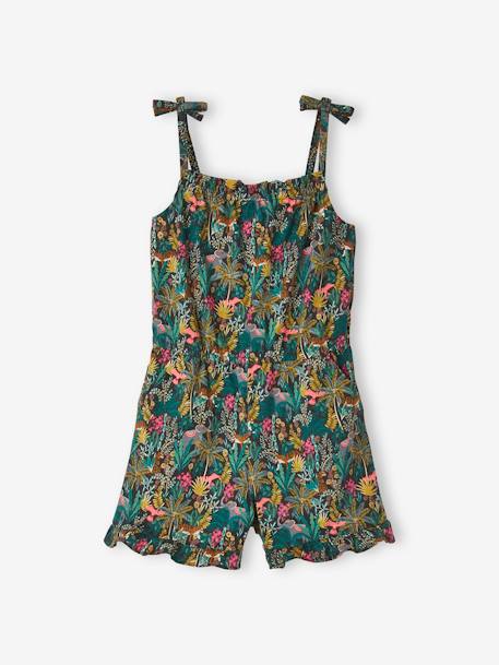 Strappy Jumpsuit with Exotic Motif, for Girls BEIGE LIGHT ALL OVER PRINTED+BLACK LIGHT ALL OVER PRINTED+grey blue 