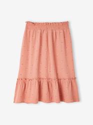 Girls-Long Skirt in Cotton Gauze with Floral Print, for Girls