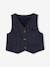 Special Occasion Waistcoat in Cotton & Linen, for Babies BLUE DARK STRIPED 