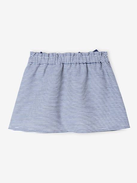 Wide Skirt in Ottoman Fabric for Babies BLUE DARK STRIPED 
