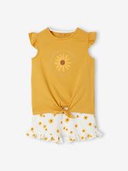 Girls-Sets-Frilly Combo, Knot Effect T-Shirt & Shorts