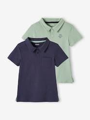 Set of 2 Plain, Short Sleeve Polo Shirts, for Boys