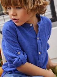 Boys-Shirts-Cotton Gauze Shirt, Roll-Up Sleeves, for Boys