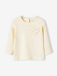 Baby-T-shirts & Roll Neck T-Shirts-Top with Heart Pocket & Strawberries, for Baby Girls