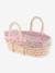 Braided Carrycot with Bed Linen - by COROLLE PINK MEDIUM SOLID WITH DESIG 