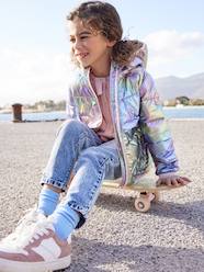 Girls-Coats & Jackets-Lightweight Jacket with Shiny Iridescent Effect, for Girls