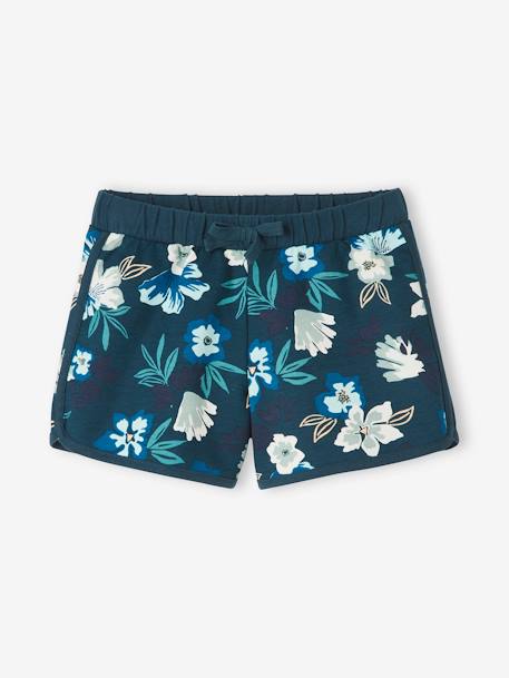 Sports Shorts with Floral Print, for Girls BLUE MEDIUM ALL OVER PRINTED 