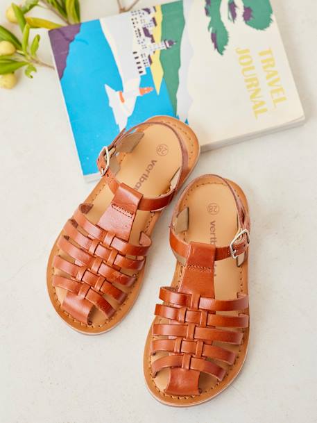 Leather Sandals for Girls Rose Gold 