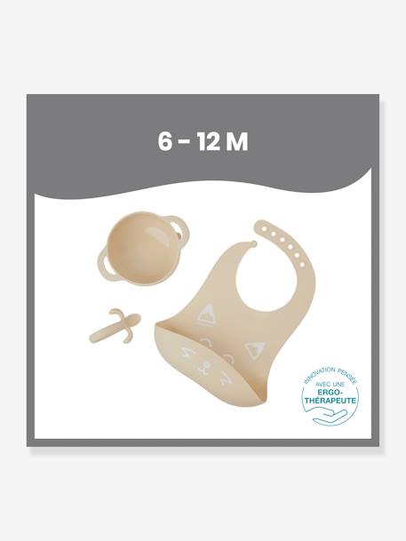Silicone Mealtime Set, First'Isy by BABYMOOV BEIGE LIGHT SOLID+BLUE LIGHT SOLID 