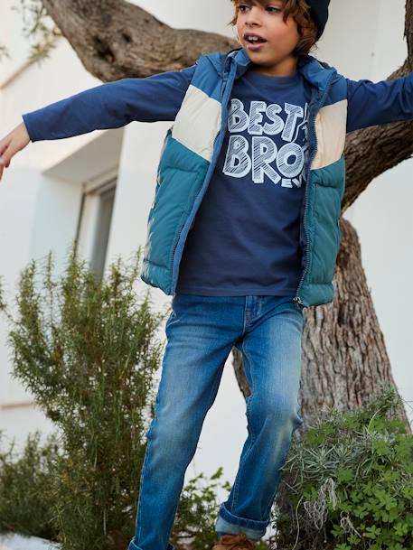 Jeans straight morphological medium for boys Dark Blue+Denim Blue 