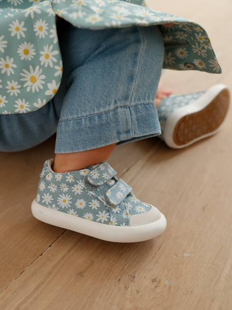 Touch-Fastening Trainers in Canvas for Baby Girls BLUE LIGHT ALL OVER PRINTED+multicoloured+printed pink+printed violet+White 