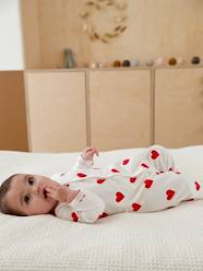 -Baby Sleepsuit with Hearts, in Fleece, Petit Bateau