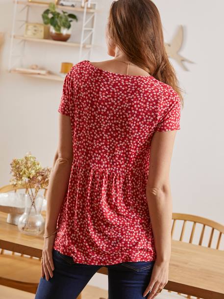 Blouse for Maternity & Nursing RED MEDIUM ALL OVER PRINTED 