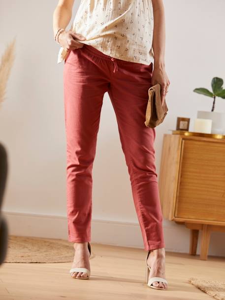 Chino Trousers for Maternity RED MEDIUM SOLID 