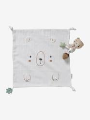 Toys-Square Baby Comforter + Rattle, Green Forest