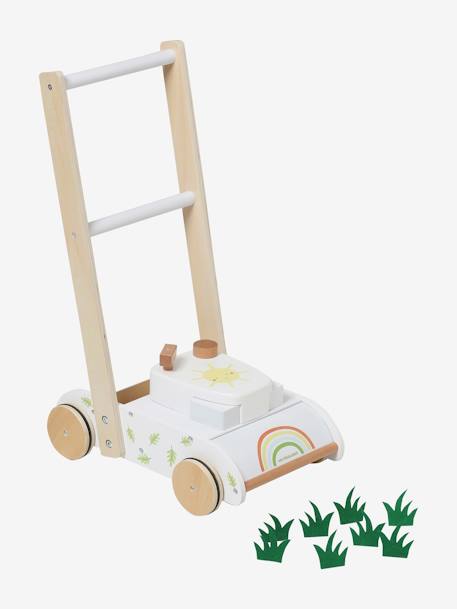 Lawnmower in FSC® Wood WHITE LIGHT SOLID WITH DESIGN 