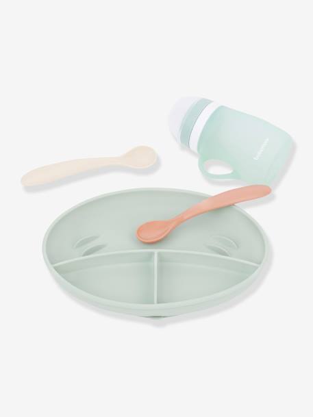 Silicone Mealtime Set, Grow'Isy by BABYMOOV RED LIGHT SOLID 