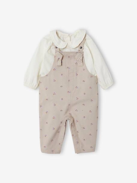 Blouse & Dungarees Outfit for Babies BEIGE MEDIUM ALL OVER PRINTED 