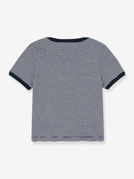 Fine Striped T-Shirt for Babies in Organic Cotton, by PETIT BATEAU BLUE MEDIUM STRIPED 