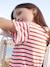 Striped T-Shirt, Sequinned Heart, for Girls WHITE MEDIUM STRIPED 