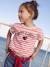 Striped T-Shirt, Sequinned Heart, for Girls WHITE MEDIUM STRIPED 