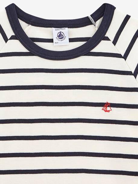 Striped Cotton Pyjamas for Boys - Petit Bateau BLUE DARK STRIPED 