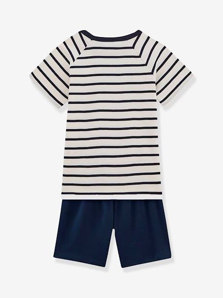 Striped Cotton Pyjamas for Boys - Petit Bateau BLUE DARK STRIPED 